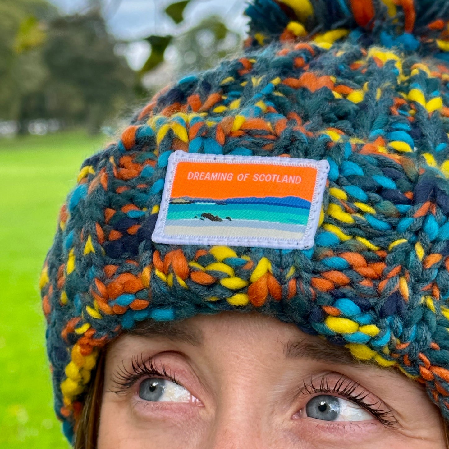 NEW Dreaming of Scotland Beanie in Blue & Orange