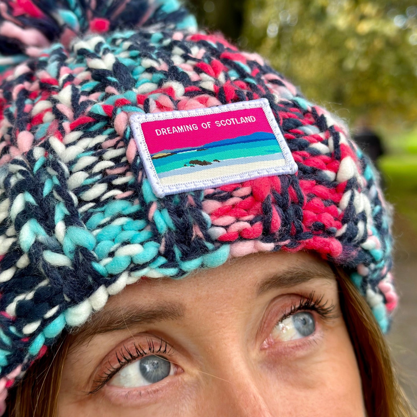 NEW Dreaming of Scotland Beanie in Blue & Pink