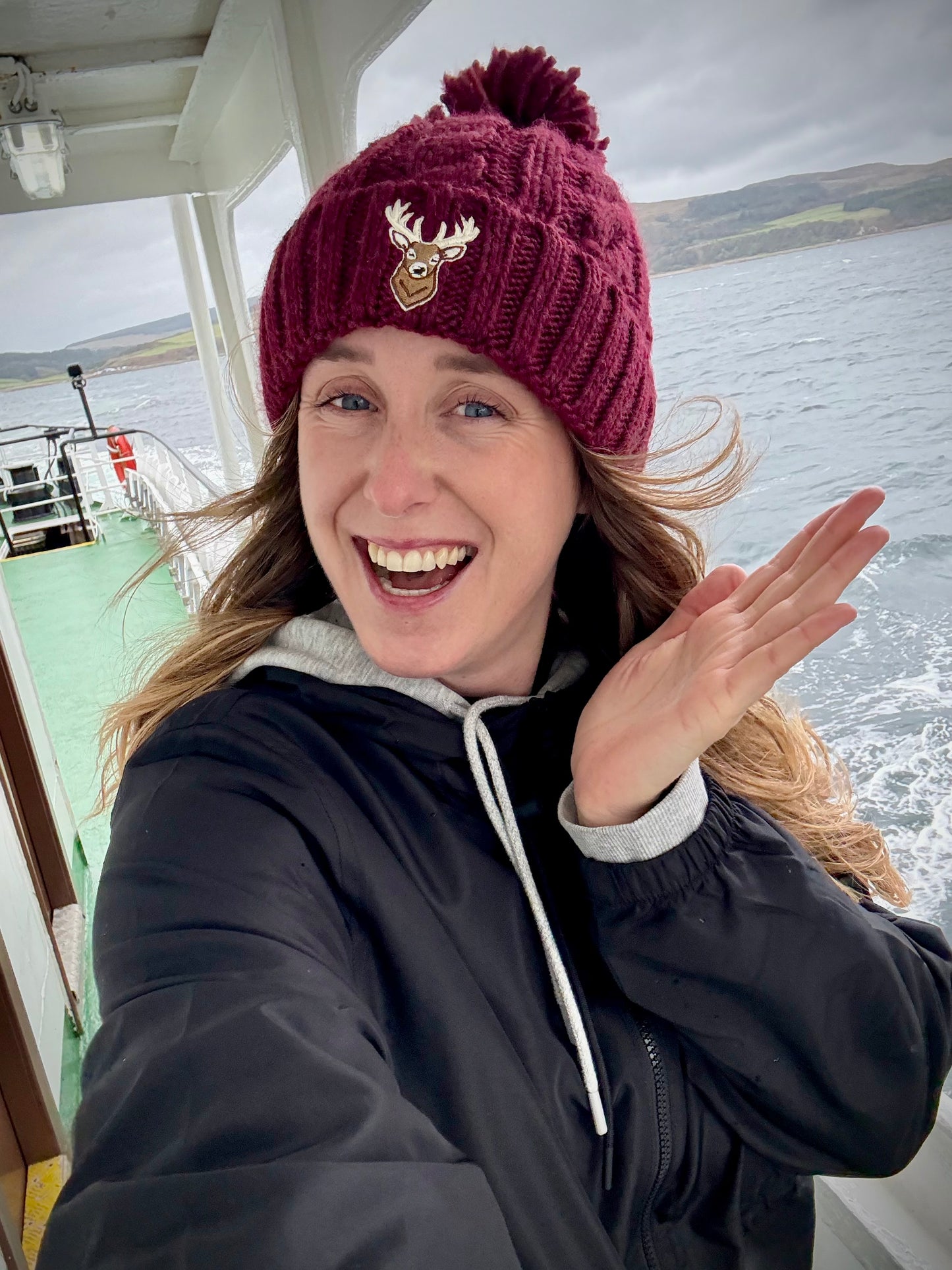 Stag Beanie in Burgundy