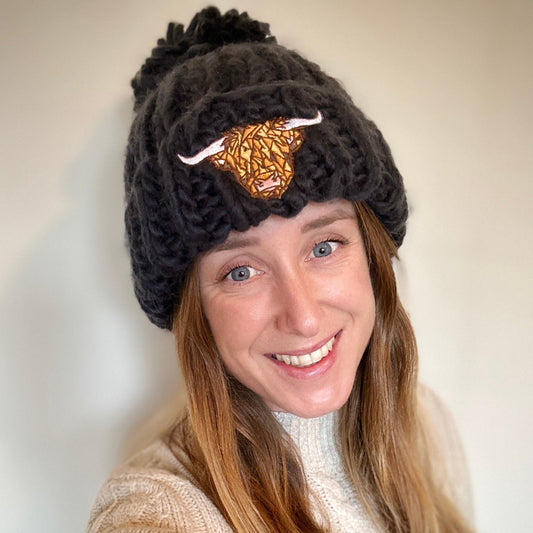 Limited Edition Highland Cow Beanie in Navy