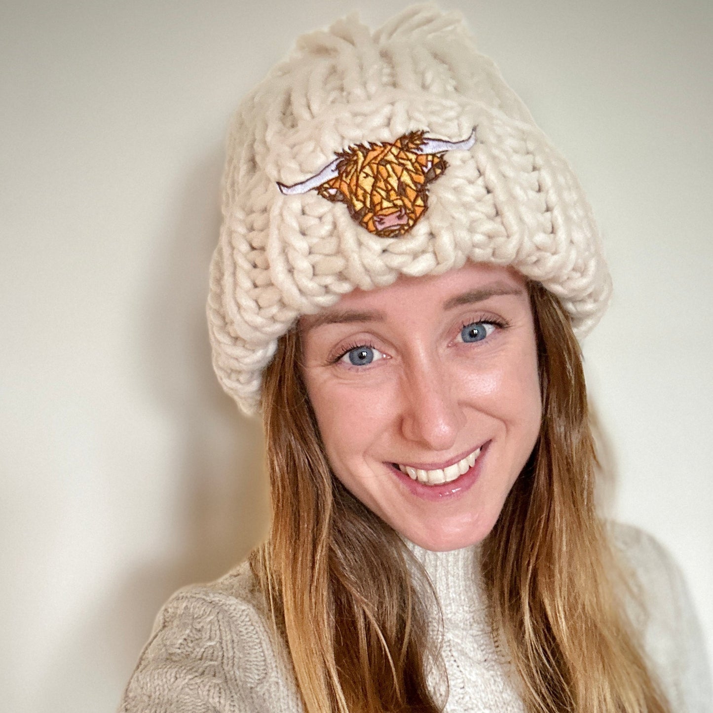 Limited Edition Highland Cow Beanie in Cream