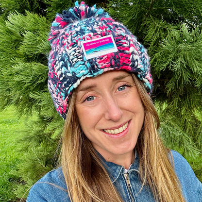 NEW Dreaming of Scotland Beanie in Blue & Pink