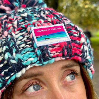 NEW Dreaming of Scotland Beanie in Blue & Pink
