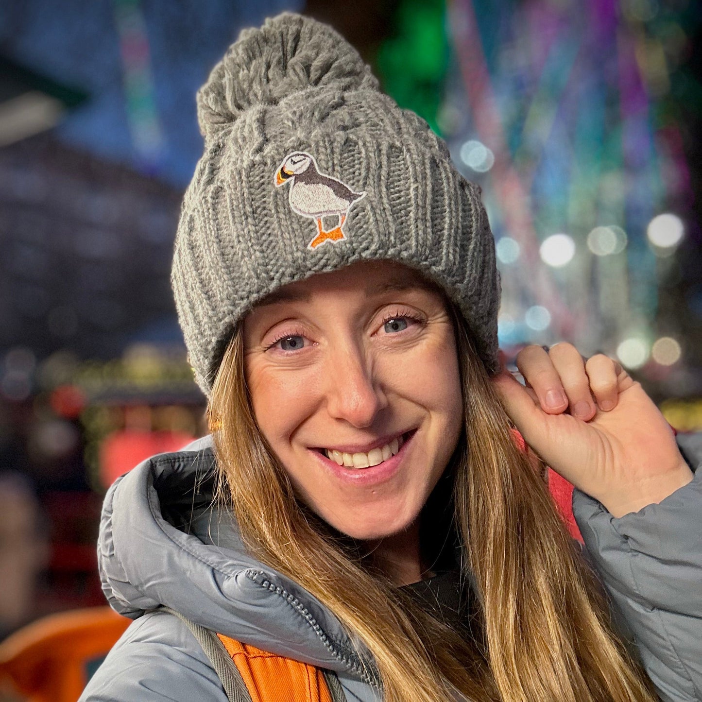 Puffin Beanie in Grey