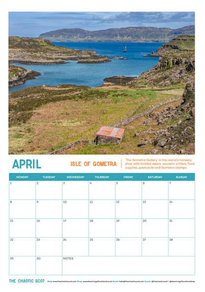 Dreaming of Scotland 2024 Wall Calendar - April - Isle of Gometra
