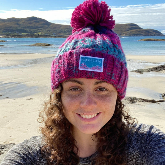 Dreaming of Scotland Adults + Kids Beanies in Pink/Blue